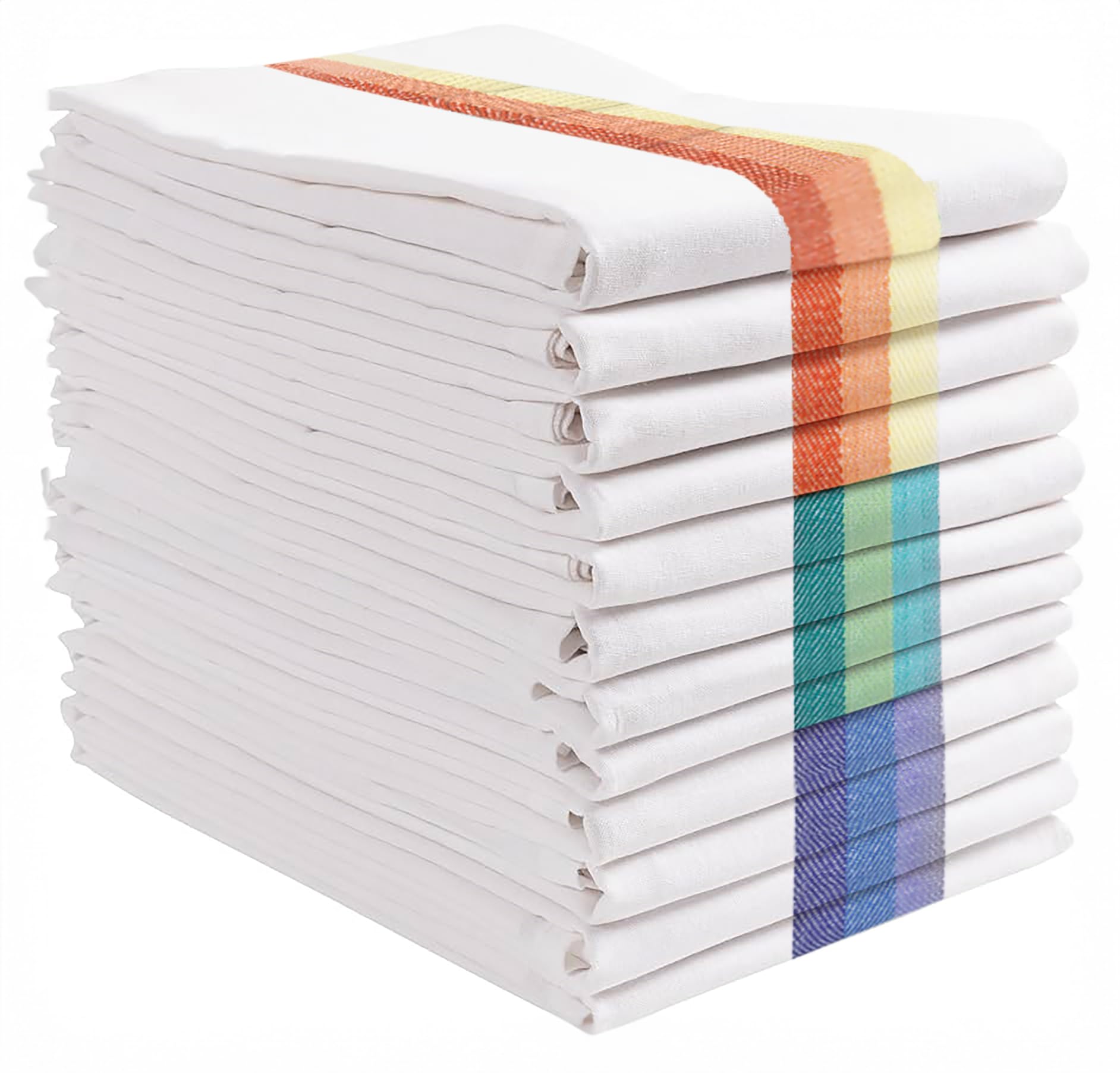 GREEN LIFESTYLE Kitchen Dish Towels Set of 12-Tea Towels 100% Cotton. Large Dish Cloths 28x20 Soft and Absorbent Great for Home 
