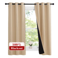 Nicetown Bedroom Full Blackout Curtain Panels, Super Thick Insulated Grommet Drapes, Double-Layer Blackout Draperies With Black
