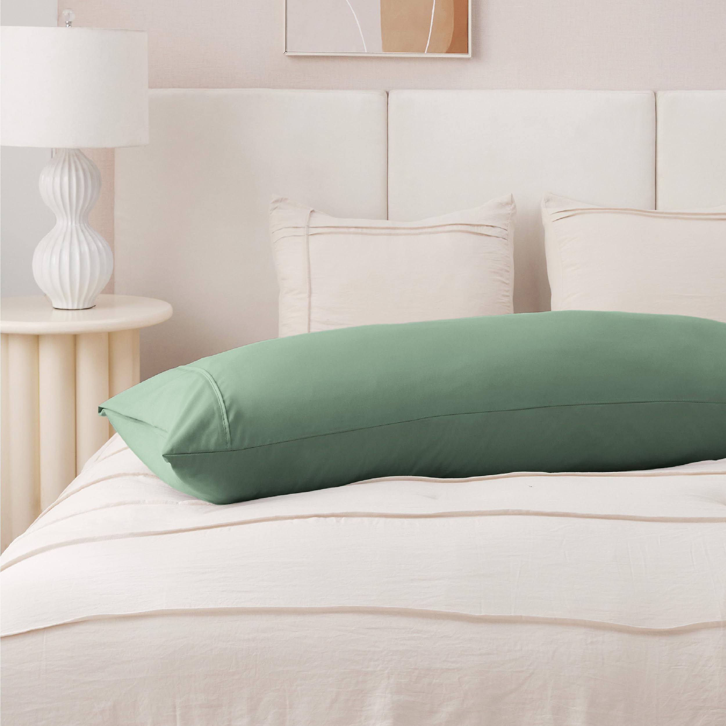 Bedsure Body Pillow Case Cover - Sage Green Polyester Microfiber Long Pillow Cases, Ultra Soft And Cozy Body Pillowcase With Envelope Closure, 1 Pack, 20X54 Inches