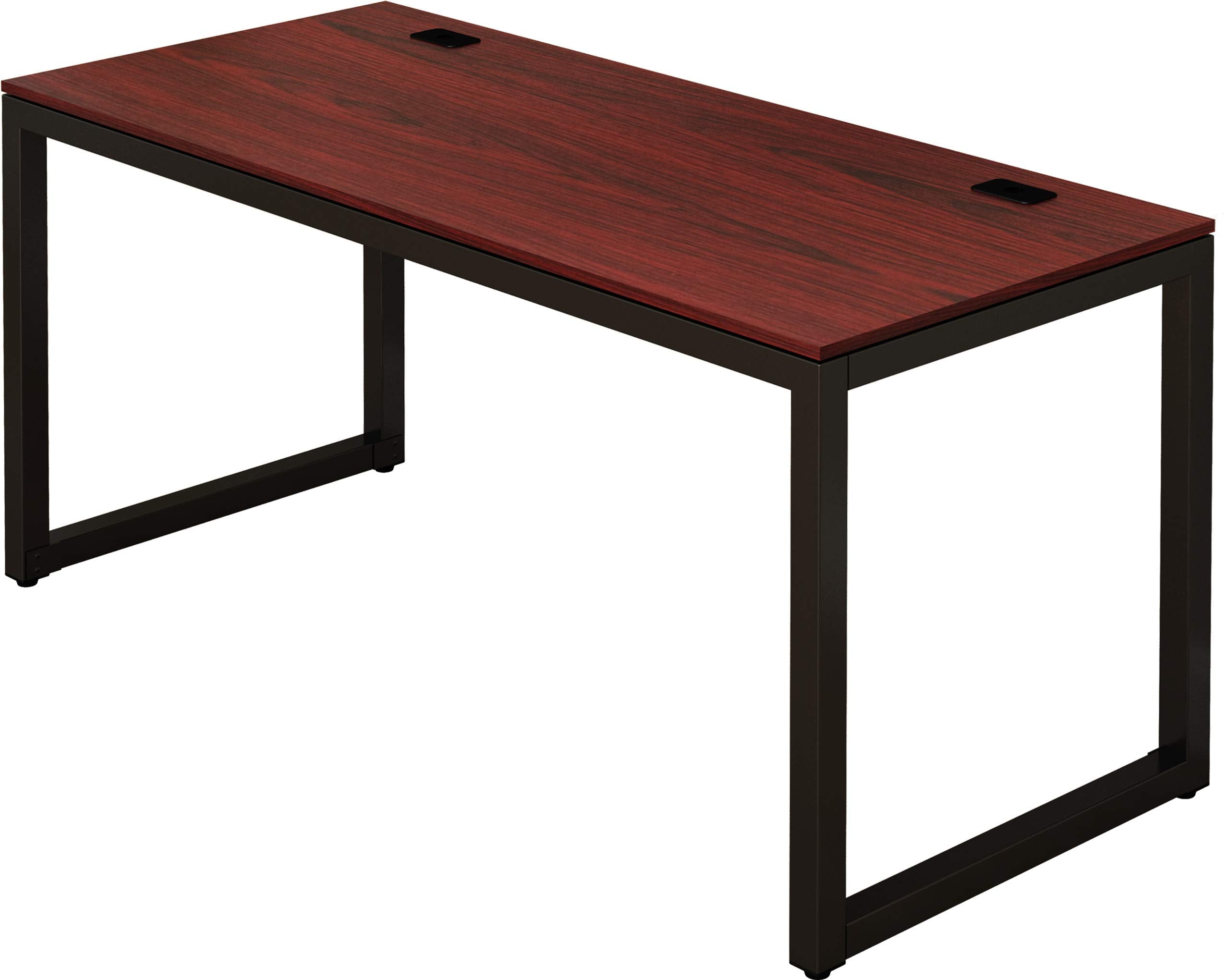 Shw Home Office 55-Inch Large Computer Desk, 24' Deep, Black/Cherry