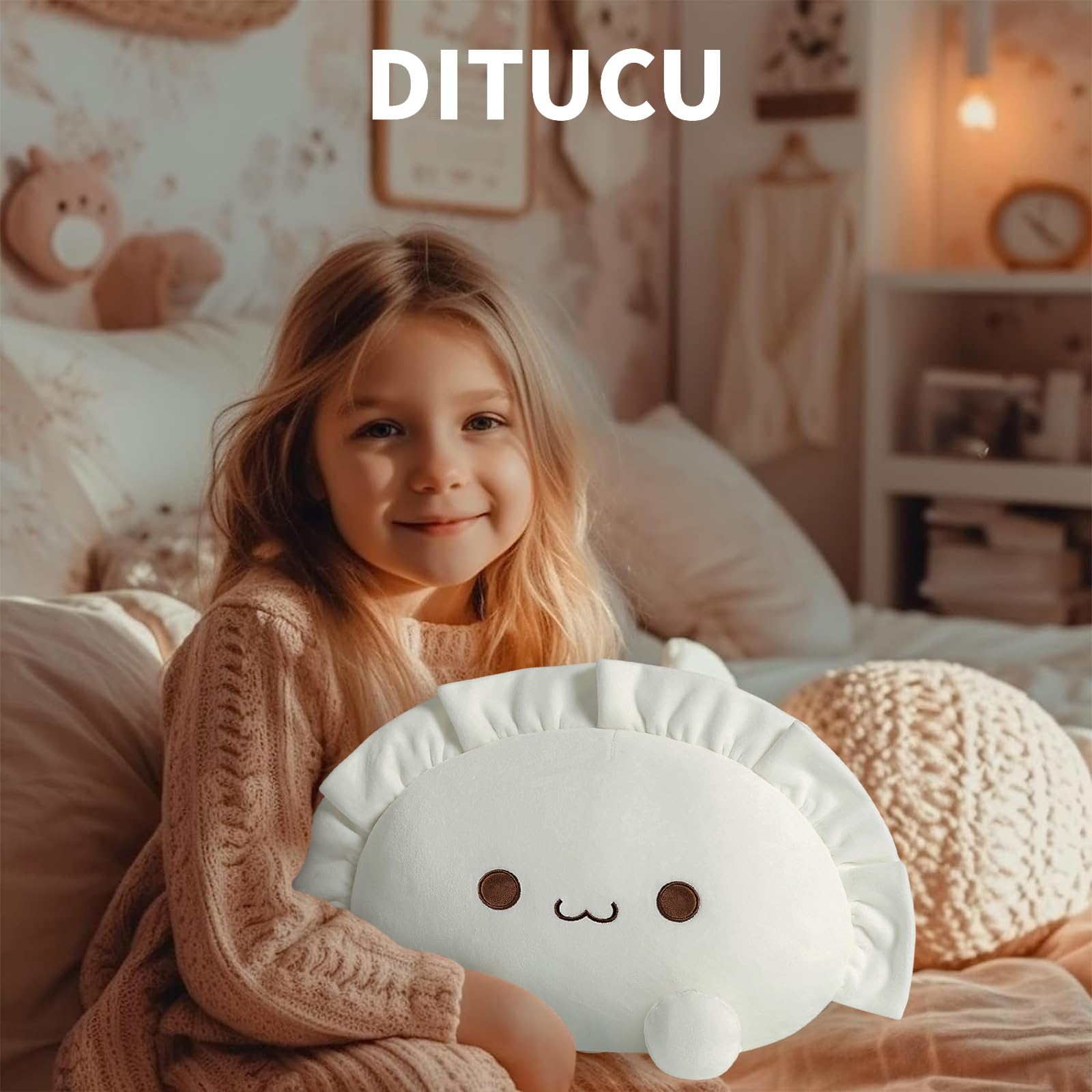 Ditucu Cute Dumpling Plush Pillow Funny Food Soup Dumplings Plushie Kawaii Stuffed Aniamls Toys Hugging Gifts For Kids White 14