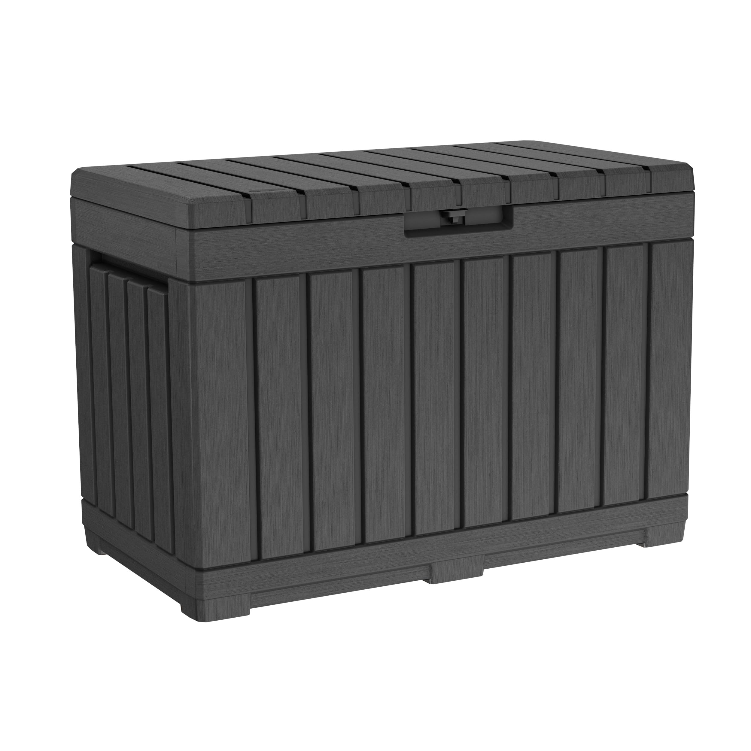 Keter Kentwood 50 Gallon Resin Deck Box-Organization And Storage For Patio Cushions, Throw Pillows And Garden Tools, Dark Grey