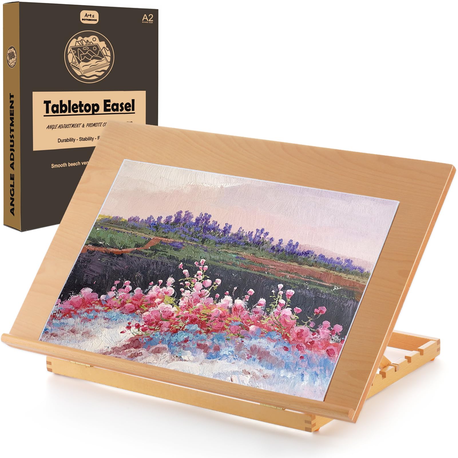 Tabletop Easel For Painting, 24.88 'X17.28 ' Extra Large Adjustable Beechwood Drawing Board, Drawing Art Easel For Sketching A