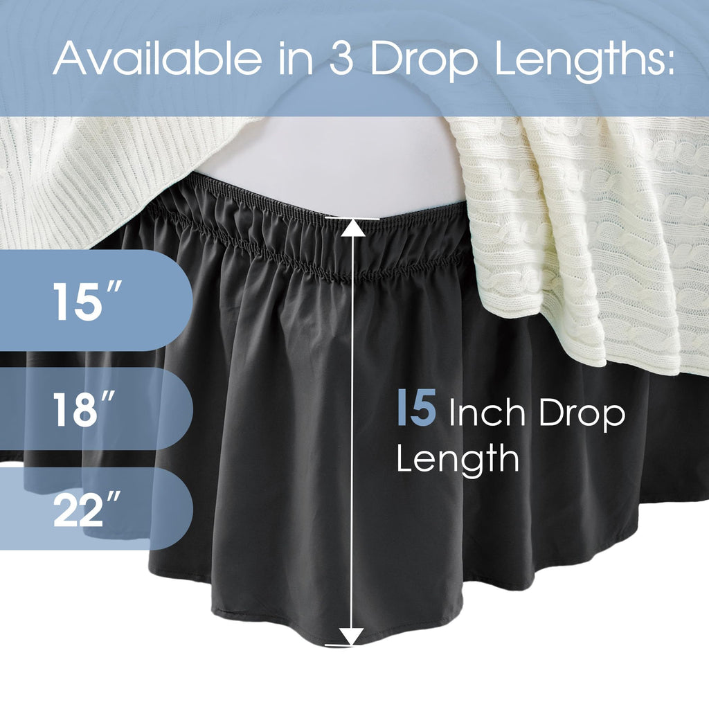 Freshculture Queen Bed Skirt, Elastic Wrap Around Bed Skirt Queen Size, Bed Skirts For Adjustable Bed, Easy Fit With 15-Inch Tai
