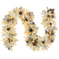 Realistic Fall Garland with Lights, 6 FT Real Touch Feel Fall Leaves Garland with Berries Pine Cones, Fall Decorations for Home 