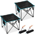 FUNDANGO Folding Camping Stool, 2 Pack 18.1 Inch Oversized Foot Rest 440 Lbs Heavy Duty Portable Padded Stools Seat Anti-Slip Fo