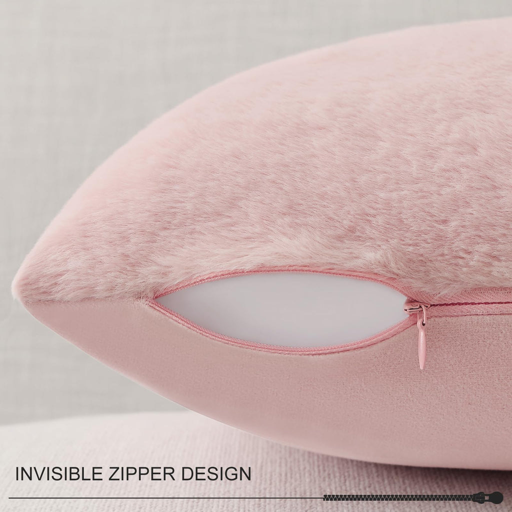 Pallene Faux Fur Plush Lumbar Throw Pillow Covers 12X20 Set Of 2 - Luxury Soft Fluffy Cozy Decorative Pillow Covers For Sofa, Co