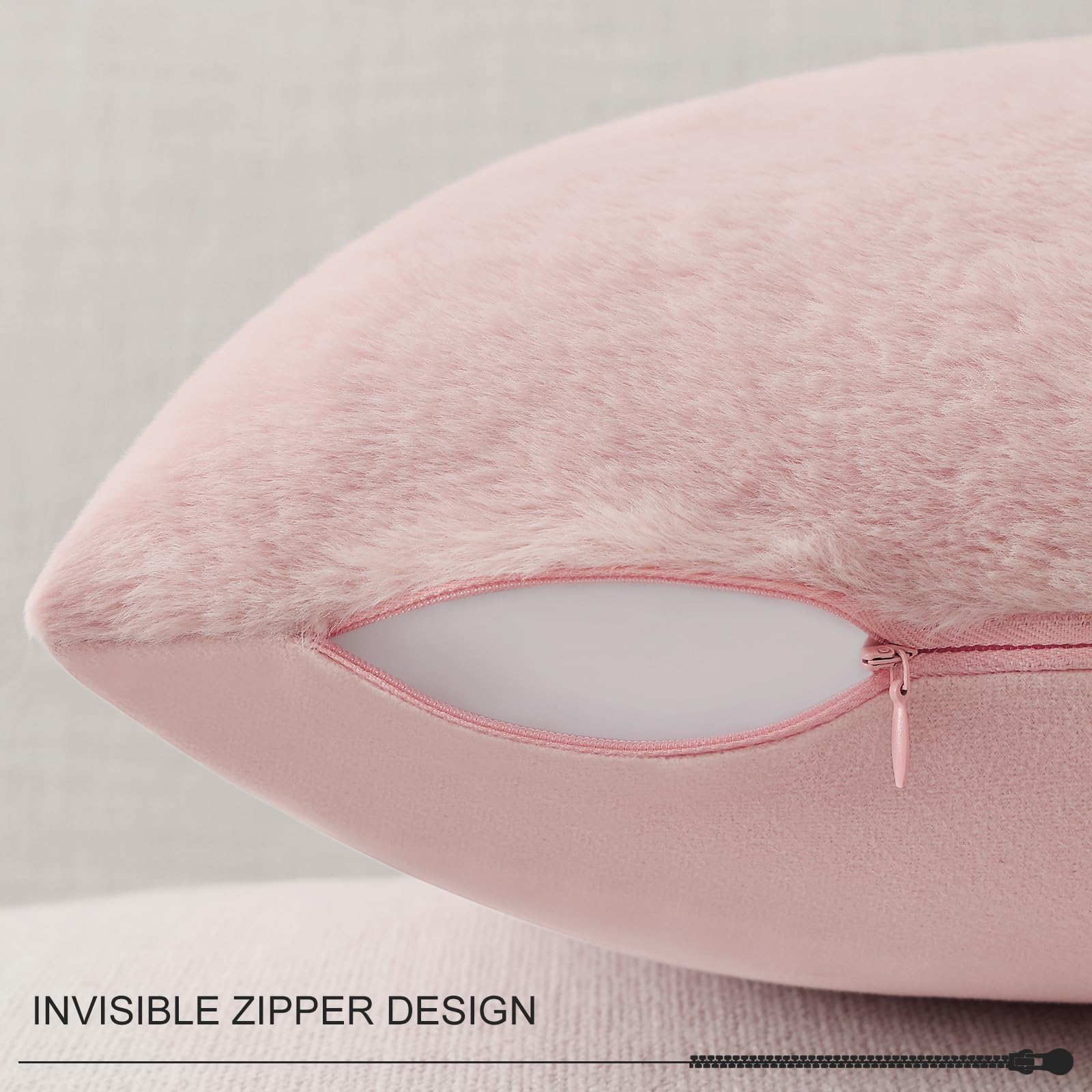 Pallene Faux Fur Plush Lumbar Throw Pillow Covers 12X20 Set Of 2 - Luxury Soft Fluffy Cozy Decorative Pillow Covers For Sofa, Co
