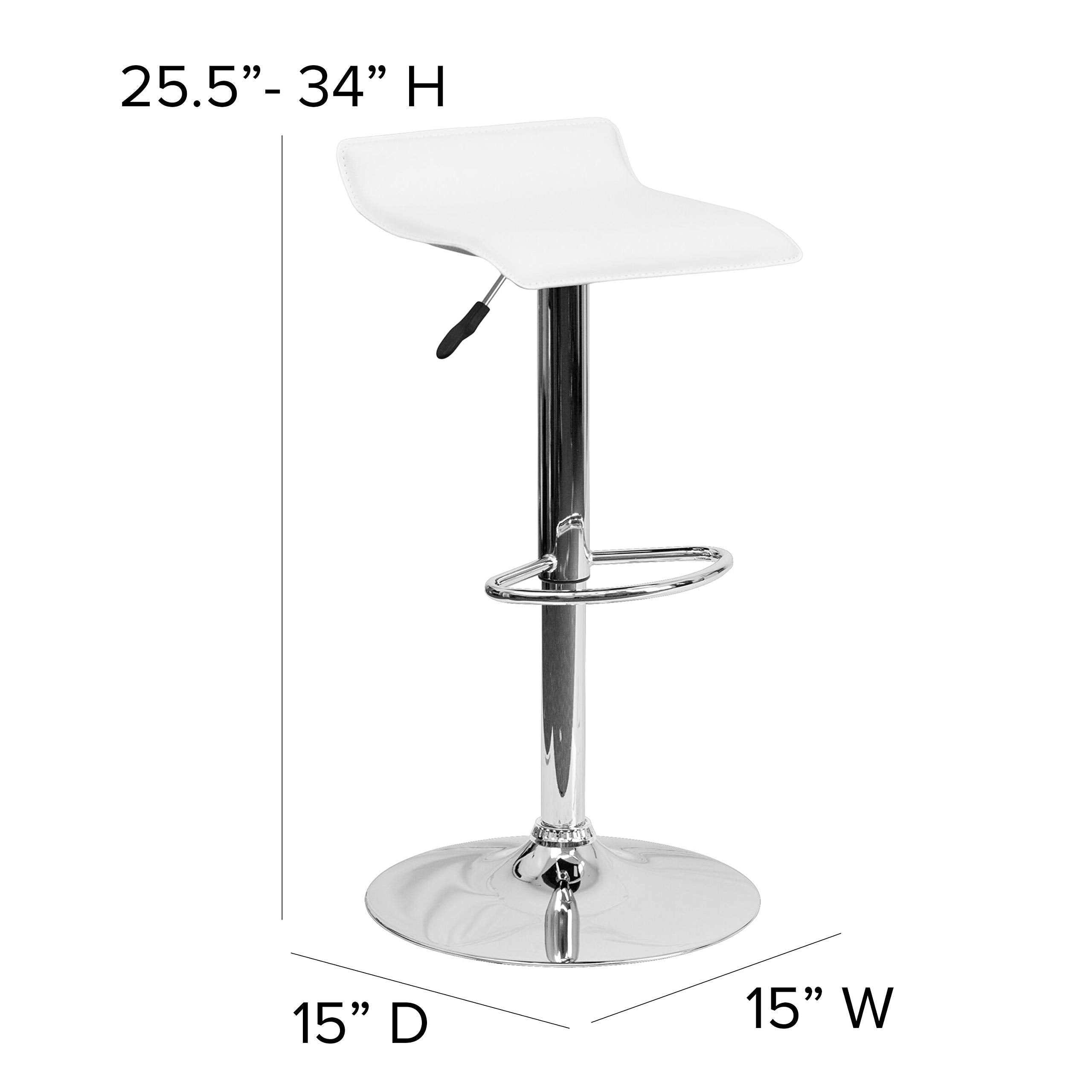 Contemporary Vinyl Adjustable Height Barstool With Chrome Base