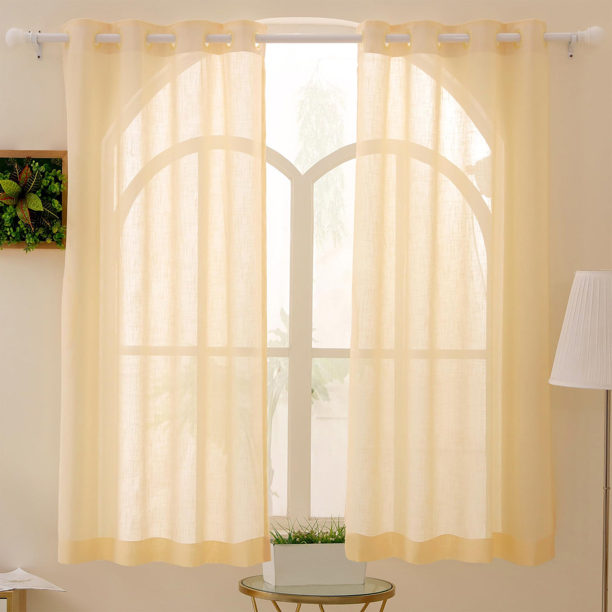 Story@Home Window Sheer Curtains 5 Feet Set of 2 | Solid Printed | Semi Transparent Window Curtain | Net Curtains | Curtain for