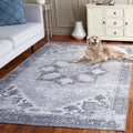 SAFAVIEH Washable Rug Tucson Collection - 4 Round, Light Grey, Slip Resistant, Ideal for High Traffic Areas in Living Room, Foy