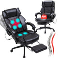 Massage Office Chair with Foot Rest 6 Points Vibration and Heat Home Office Desk Chairs for Heavy People 400lbs Reclining Manage