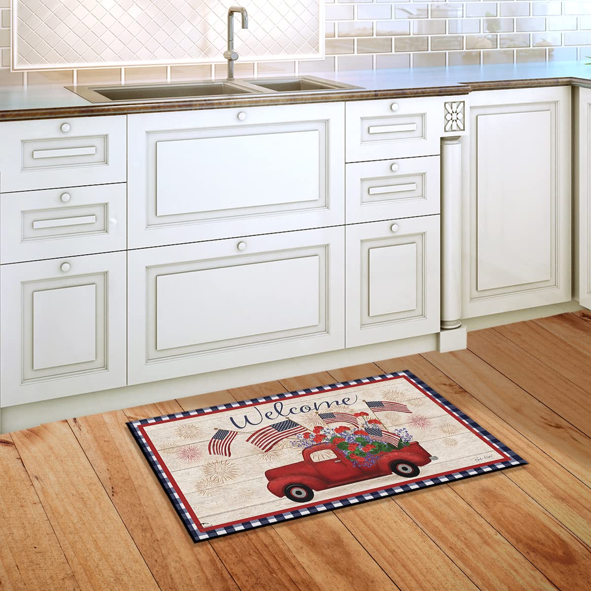 Briarwood Lane Stars And Stripes Truck Patriotic Doormat - 30X18 Inches - Welcome Mats For Front Door Outside - Doormat Indoor Entrance - Door Mat Outdoor Entrance - Front Door Mat For Everyday Use