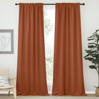 Nicetown Halloween Blackout Curtains Shades Window Drapes, Burnt Orange Color, W52 X L95, Double Panels, Blackout Draperies Wind