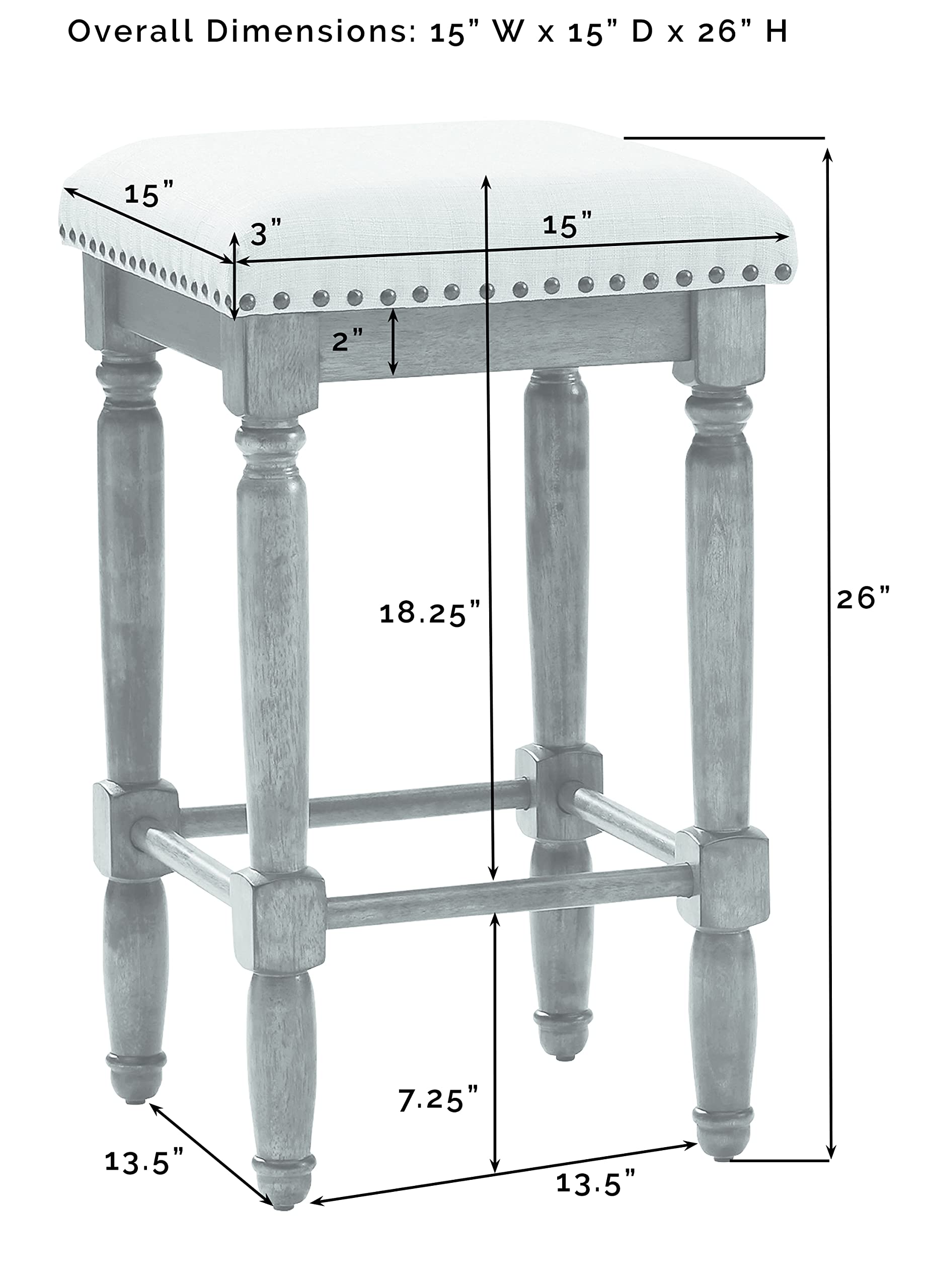 Crosley Furniture Aldrich Upholstered Square Seat Counter Stool (Set of 2), Oatmeal
