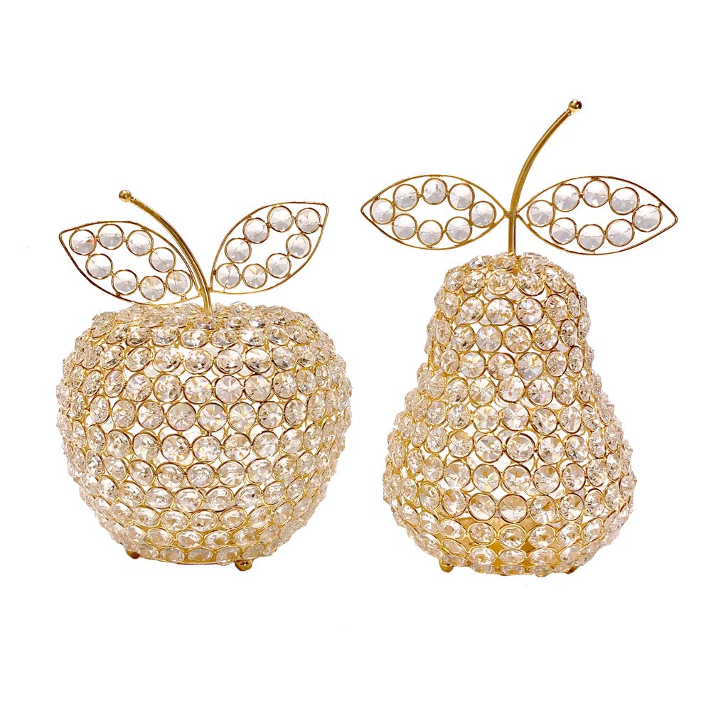 HomeRoots 10.75' Medium Faux Crystal Gold Pear Sculpture