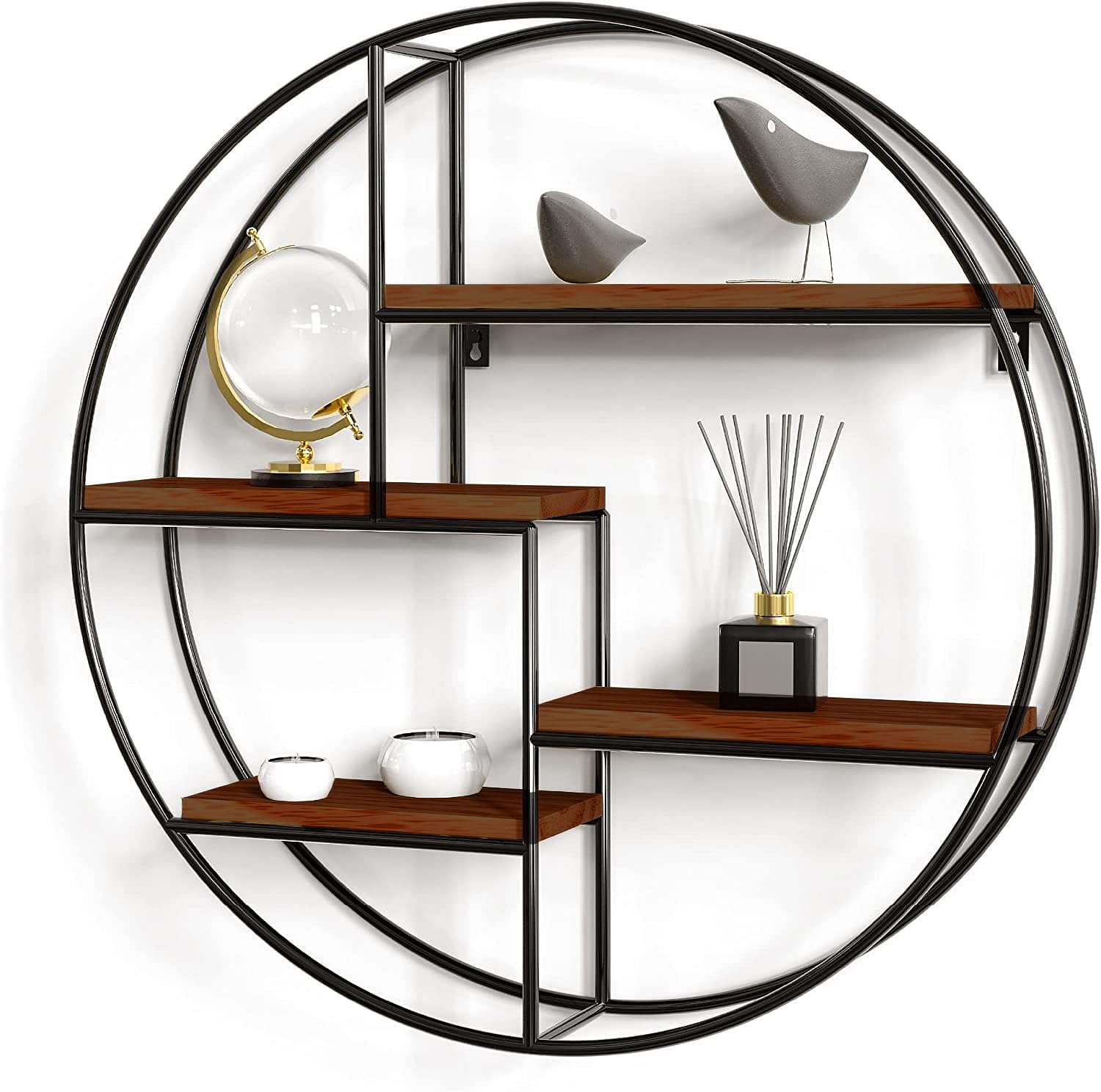 Desire Shop Wall Shelf, Heart Shaped Floating Shelves Wooden Modern Retro Bookshelf for Home Living Room Bedroom Display Rack (B