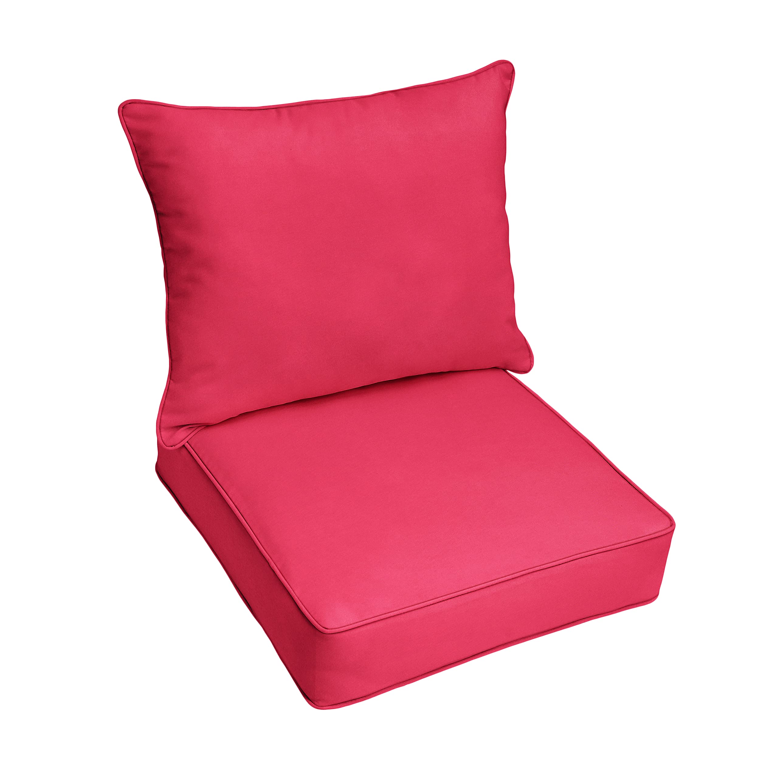Sorra Home Indoor/Outdoor Corded Deep Seating Pillow And Cushion Set, 23 In X 25 In X 5 In, Canvas Hot Pink 72 Count