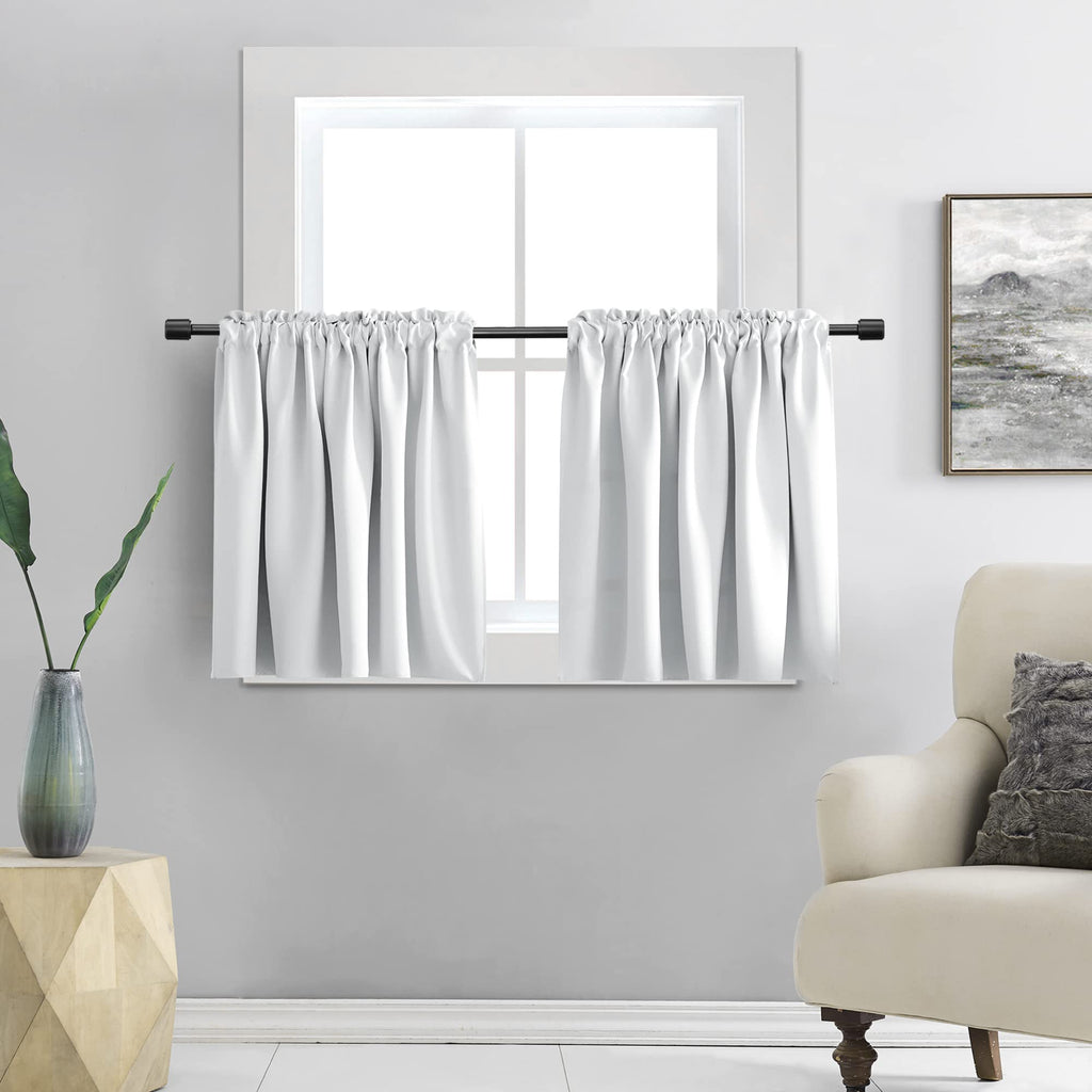 Donren Offwhite Room Darkening Half Curtains For Small Windows - Curtain Tiers For Cafe With Rod Pocket (30 X 36 Inch Length,2 Panels)
