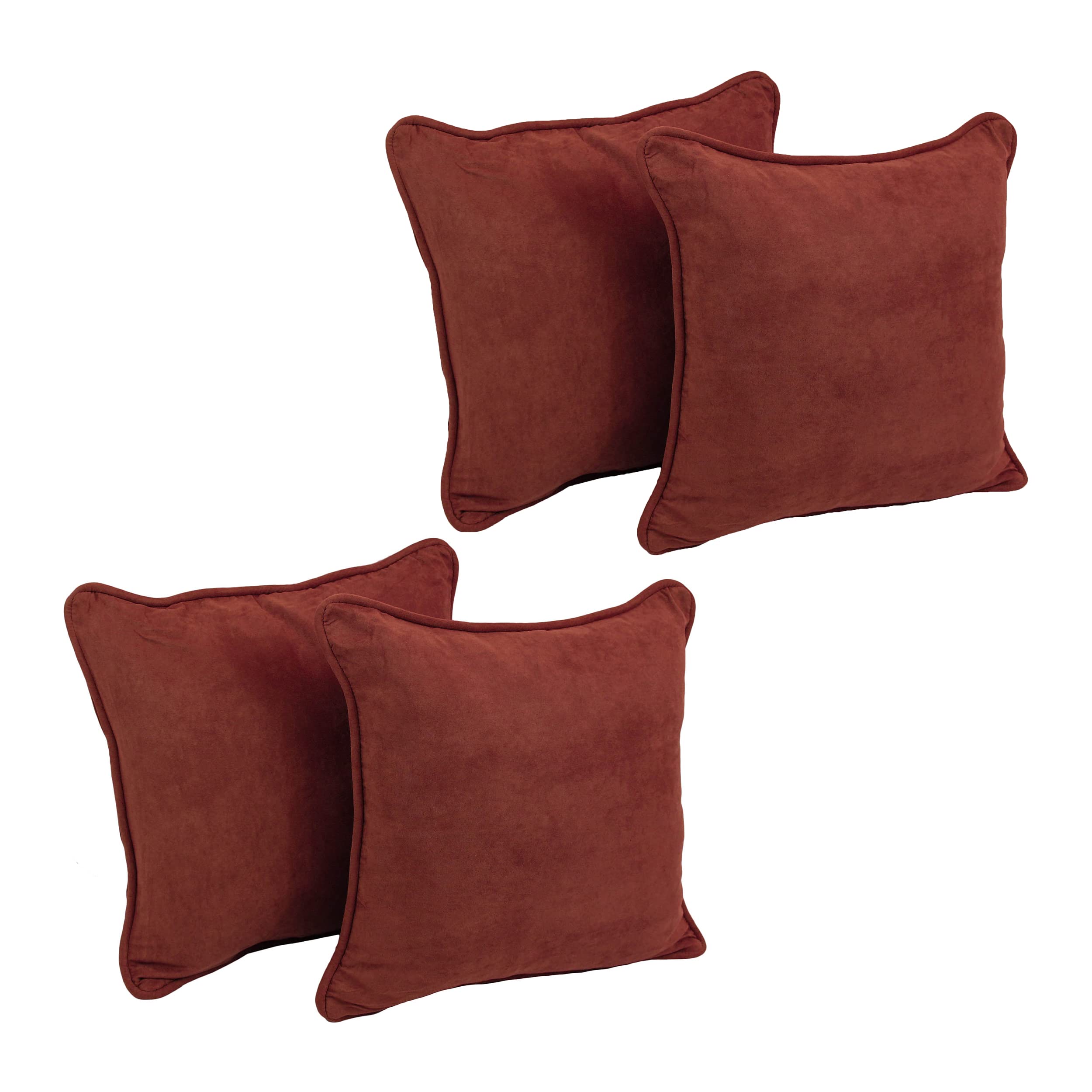 Blazing Needles Corded Microsuede Throw Pillow, 18", Red Wine 4 Count