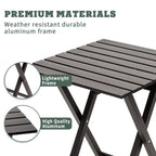 Sunnyfeel Folding Camping Table - Lightweight Aluminum Portable Picnic Table, 18.5X18.5X24.5 Inch For Cooking, Beach, Hiking, Travel, Fishing, Bbq, Indoor Outdoor Small Foldable Camp Tables