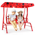 Costzon Patio Swing,All-Weather Porch Swing w/Safety Belt, 2 Seats Outdoor Lounge Chair Hammock w/Removable Canopy, Outdoor Swin