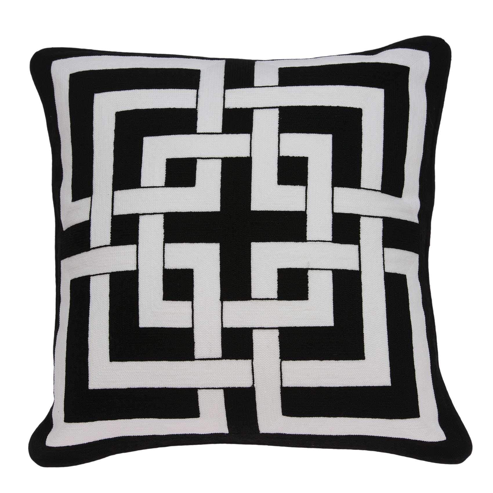 HomeRoots Decor 20' x 7' x 20' Transitional Black and White Pillow Cover with Down Insert