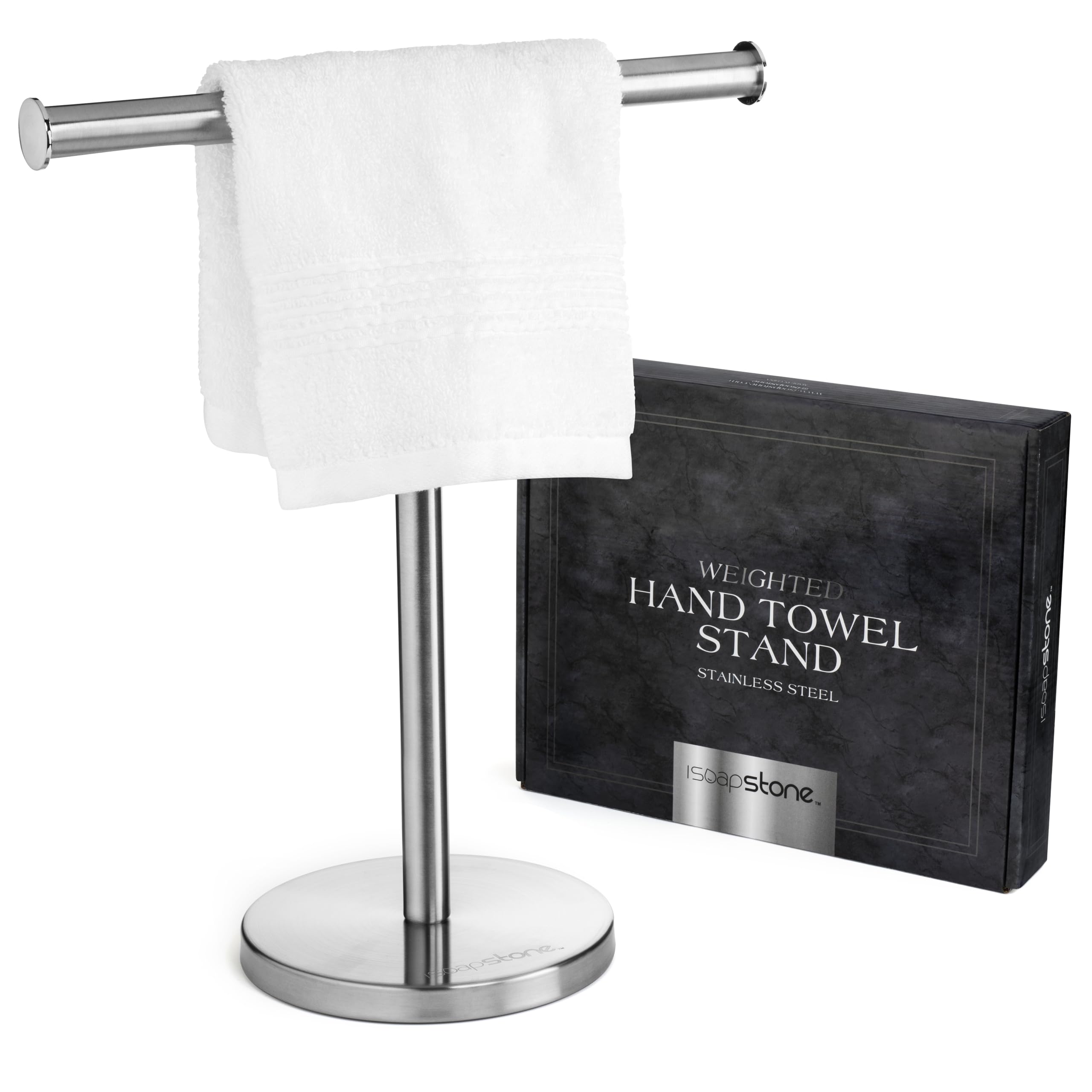 iSoapStone Luxury Hand Towel Holder Stand with Heavy Base, SUS 304 Stainless Steel Towel Rack, T-Shape, Freestanding Towel Stand