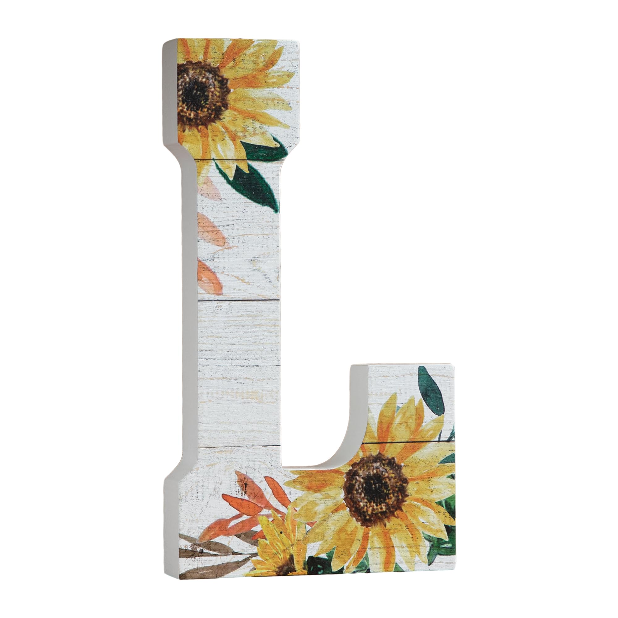 COLLECTIVE HOME - 10 Wood Lettes for Wall Decor, Sunflower Tabletop Alphabet Decoration, DIY Farmhouse Decor, Rustic Freestandin