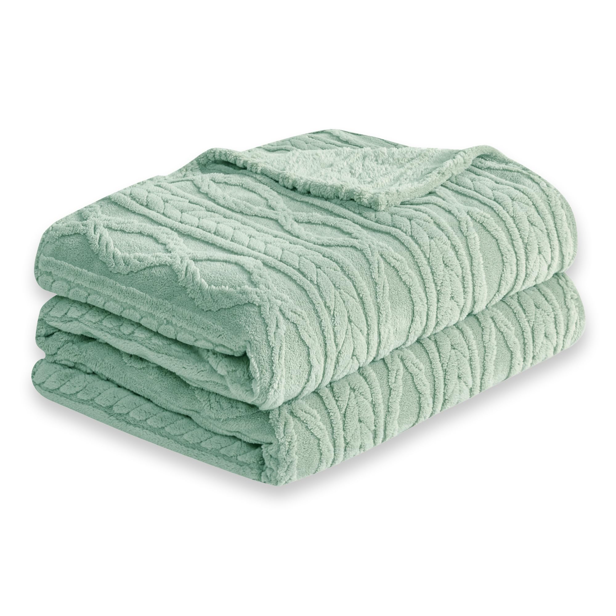 Coova Premium Sherpa Throw Blanket - 3D Stylish Design Super Soft Cozy Fleece Blanket, Thick Plush Fuzzy Fluffy Lightweight Warm