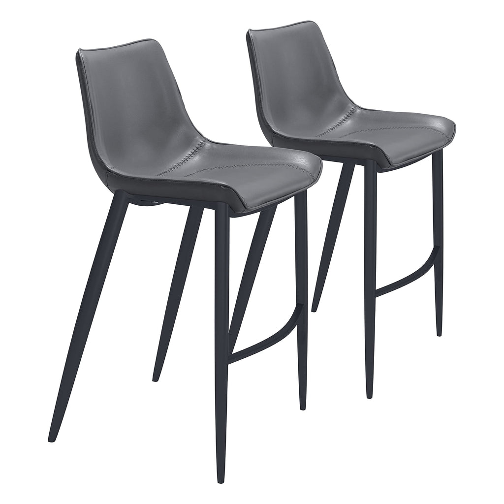Zuo Magnus Barstool Dark Gray & Black