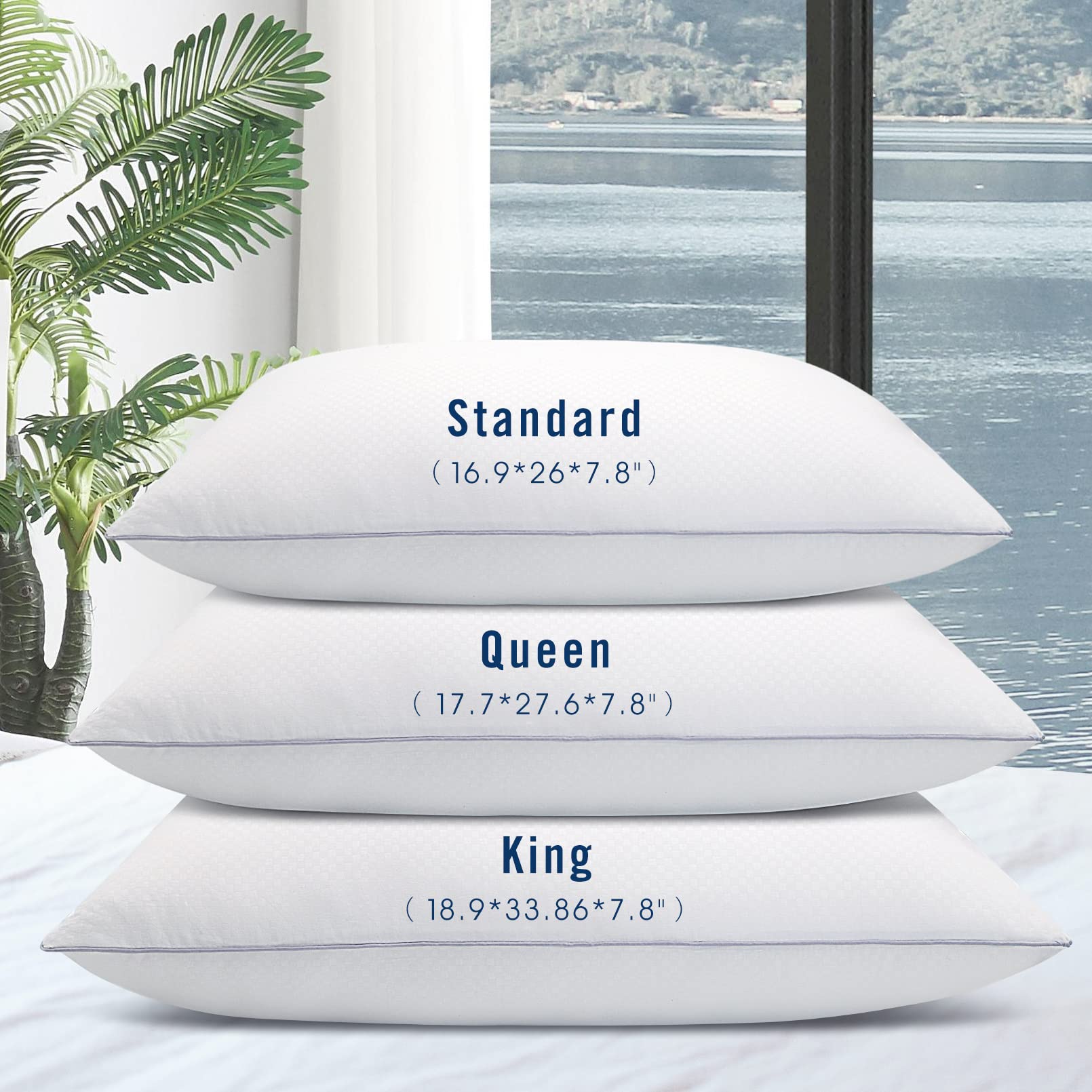 Bed Pillows For Sleeping 2 Pack, Standard Size Pillows Set Of 2,Down Alternative Filling, Pillow For Back, Stomach Or Side Sleep