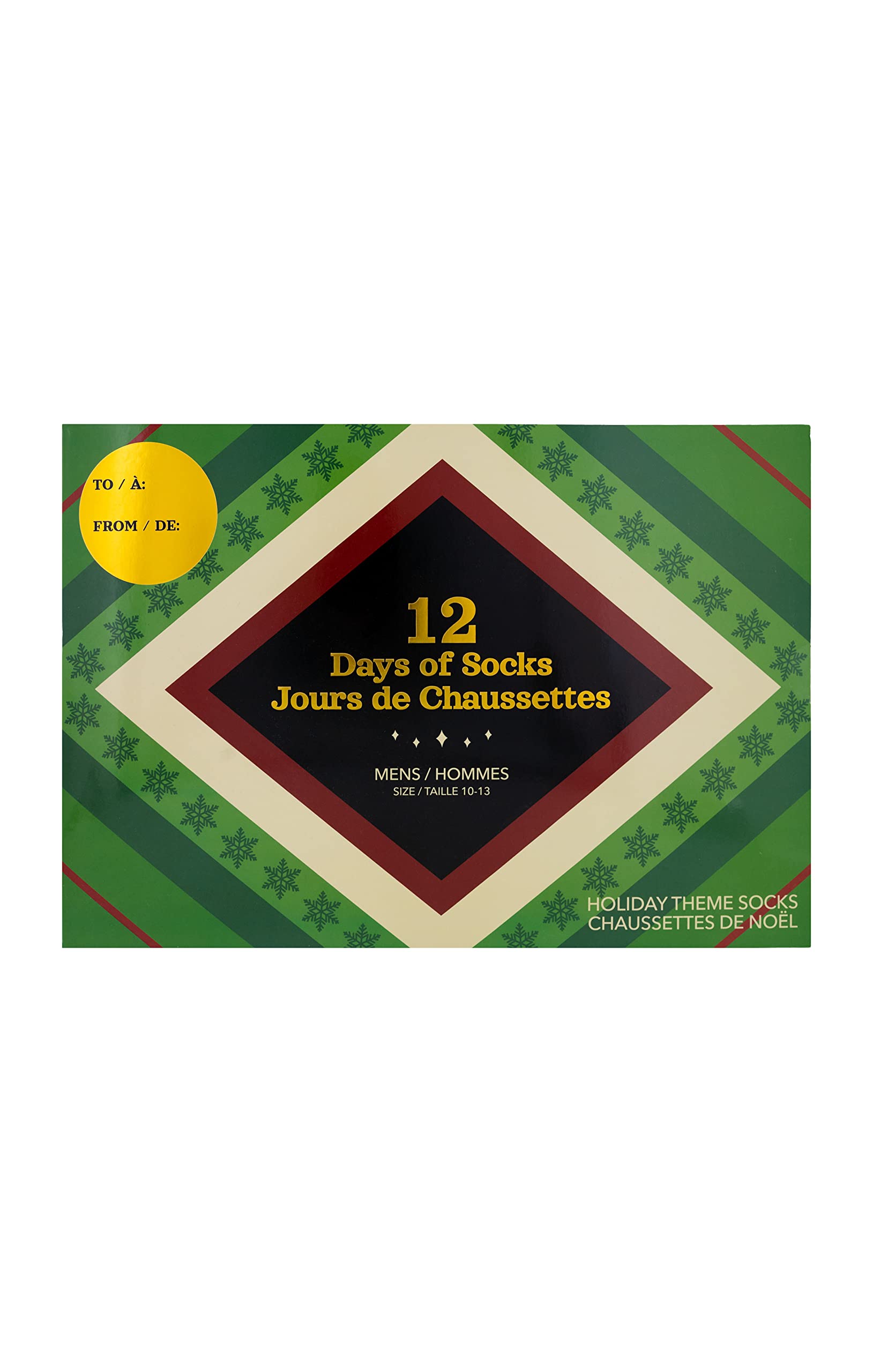 Gertex Mens Premium Christmas Holiday Sock Advent Calendar | 12 Days Of Socks | Sock Size 10-13 | Includes 12 Crew Socks