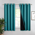 Nicetown Peacock Teal 100% Blackout Lined Curtain, 2 Thick Layers Completely Blackout Window Treatment Thermal Insulated Drape F