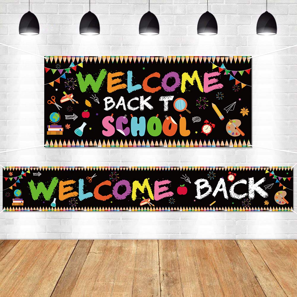 Watinc 2Pcs Welcome Back To School Backdrop Banner, Extra Large First Day Of School Photography Background For Back To School Pa
