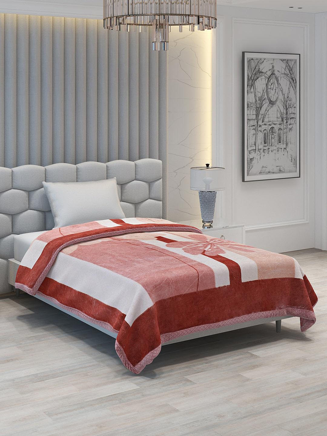 Monte Carlo Winter Single Bed Blanket Joseph 2 Ply 994 GSM | 3.5 KG (Width 1.60 M X Length 2.20 M) Pink