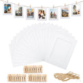 Anwyll Paper Picture Frames 4''x6'',30 Pcs White Paper Photo Frames,Cardboard Picture Frames with Clips and Strings,DIY Clip Pho
