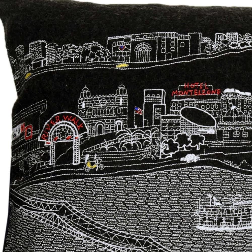 HomeRoots Grey 24' Black New Orleans Nighttime Skyline Lumbar Decorative Pillow