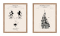 Poster Master 2-Piece Amusement Castle Blueprint Poster - Mouse Patent Print - Amusement Art - Castle Art - Entertainment Art - 