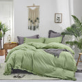 Clothknow Sage Green Ruffles Comforter Set Queen 3Pcs Green Bedding Comforter Sets Green Queen Comforter Soft Light Green Queen