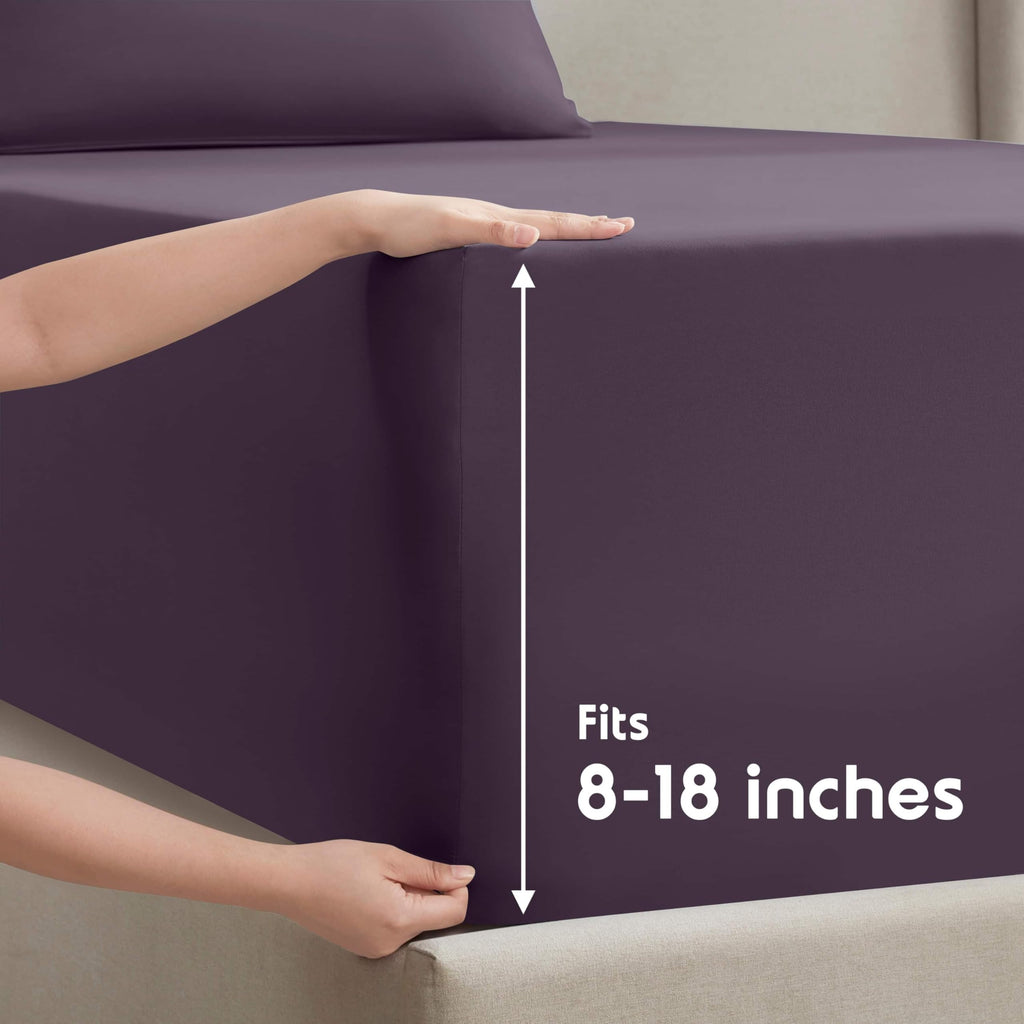 Nestl Twin Xl Sheets Set - 3 Piece Twin Xl Bed Sheets, Deep Pocket, Hotel Luxury, Extra Soft, Breathable And Cooling, Purple Twin Xl Sheet Set