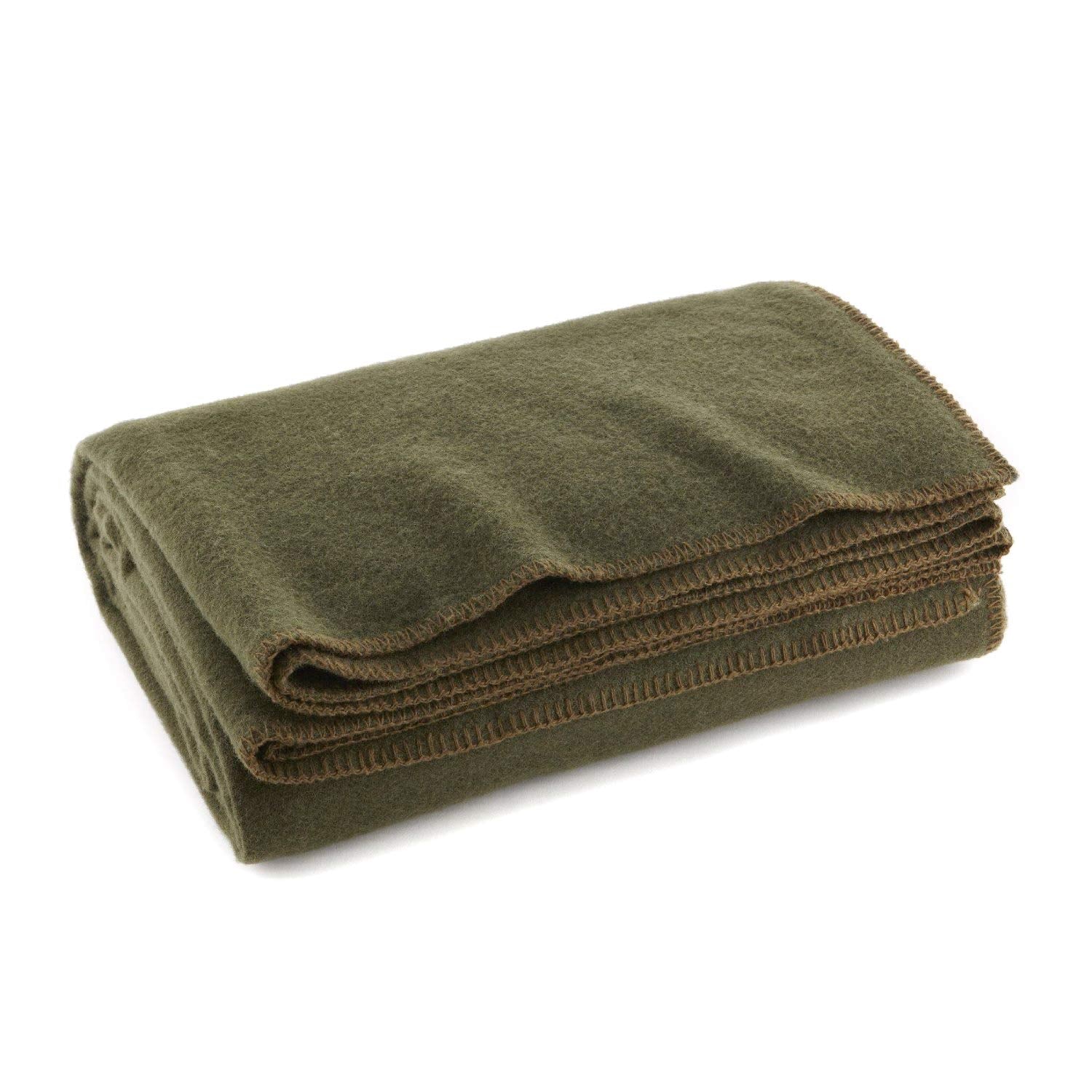 Olive Drab Green Warm Fire Retardant Blanket, 66' X 90' (80% Wool)-Us Military Style