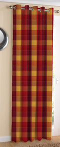 AIRWILL  Cotton Blackout and Room Darkening 9ft Long Door Curtains Pack of 1 pc. (Checks  Red,Yellow)