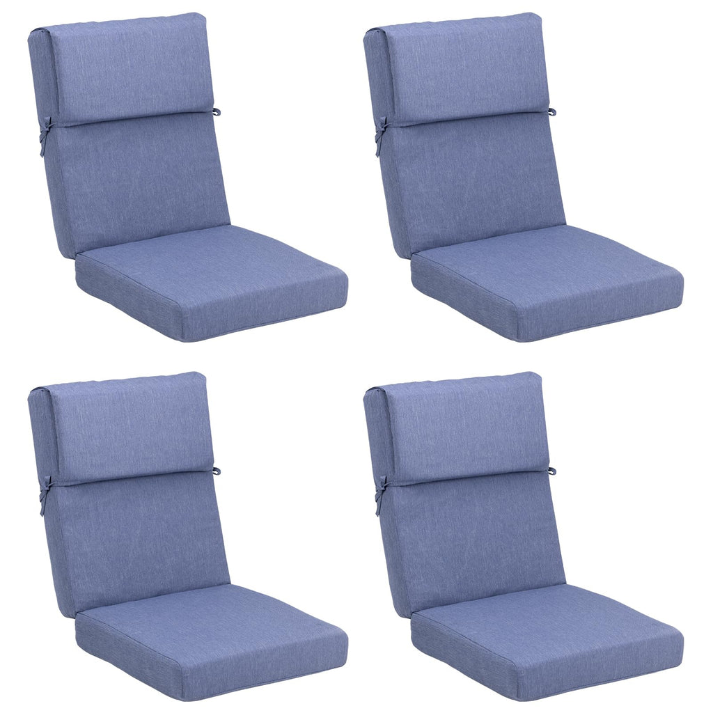 Aoodor Patio High Back Chair Cushion Olefin Fabric Slipcover Sponge Foam 46 X 21 X 4 Inch, Set Of 4 (Only Cushions)
