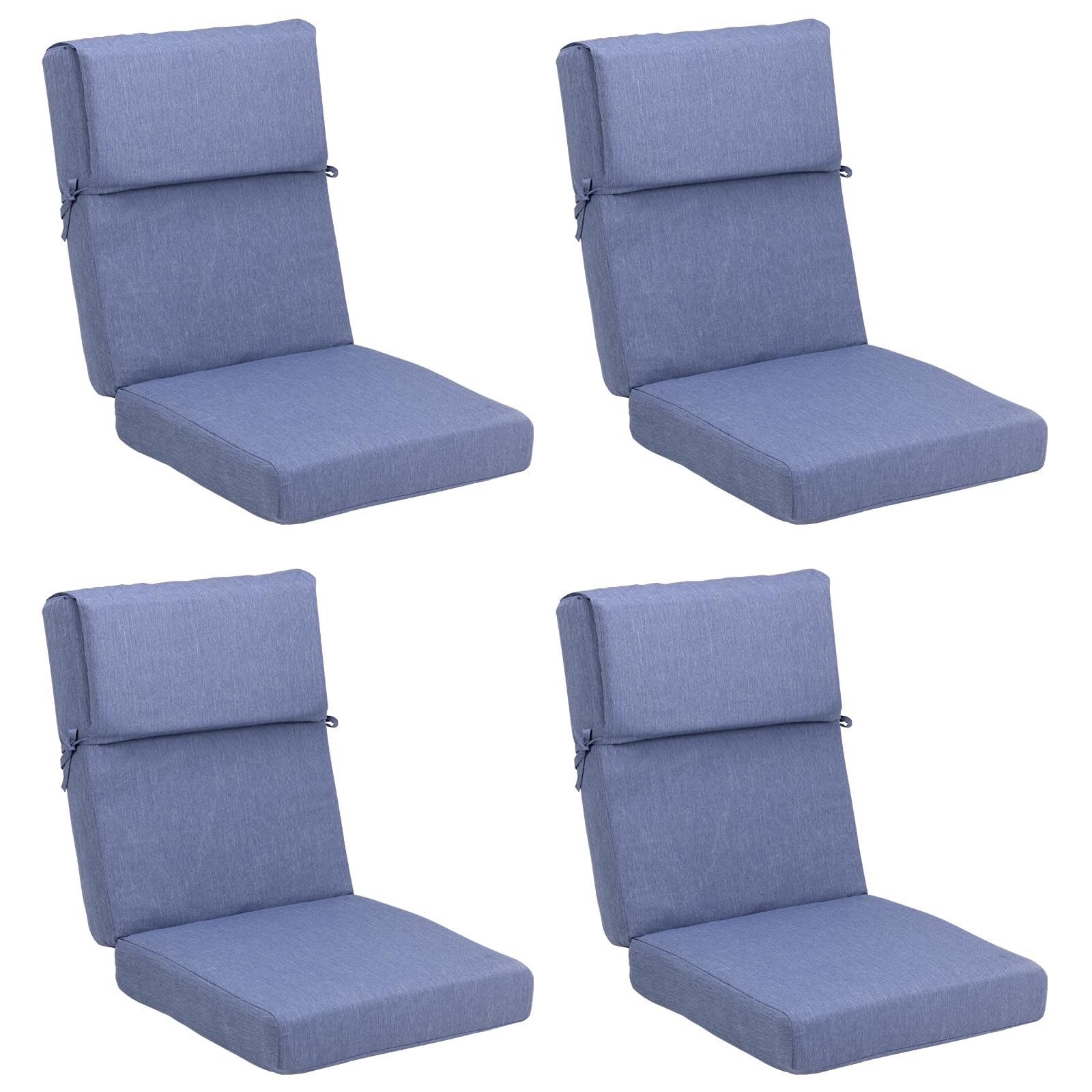 Aoodor Patio High Back Chair Cushion Olefin Fabric Slipcover Sponge Foam 46 X 21 X 4 Inch, Set Of 4 (Only Cushions)