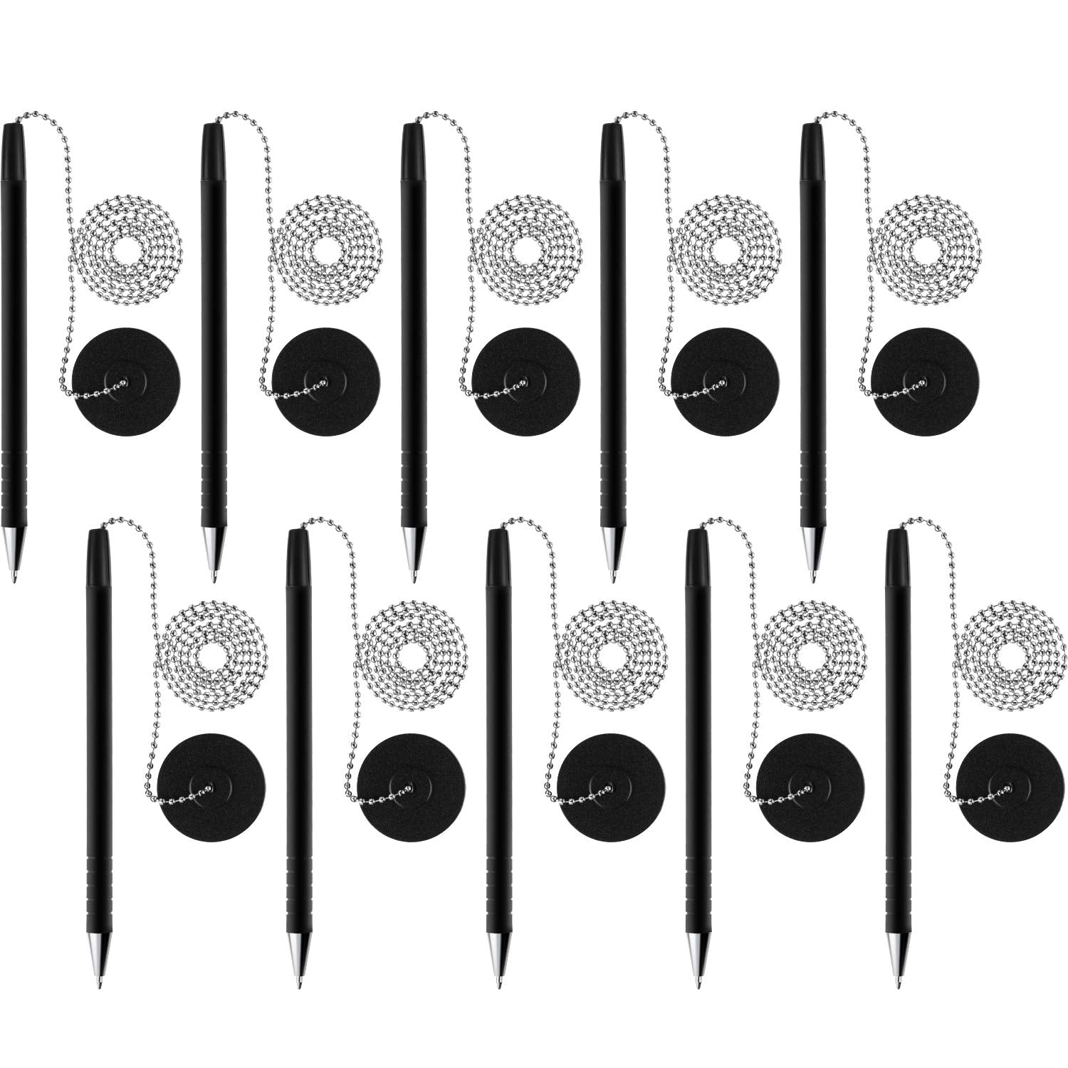 10 Pieces Secure Pen With Adhesive Pen Chain And Security Pen Holder For Home Office Supplies (Black Ink)