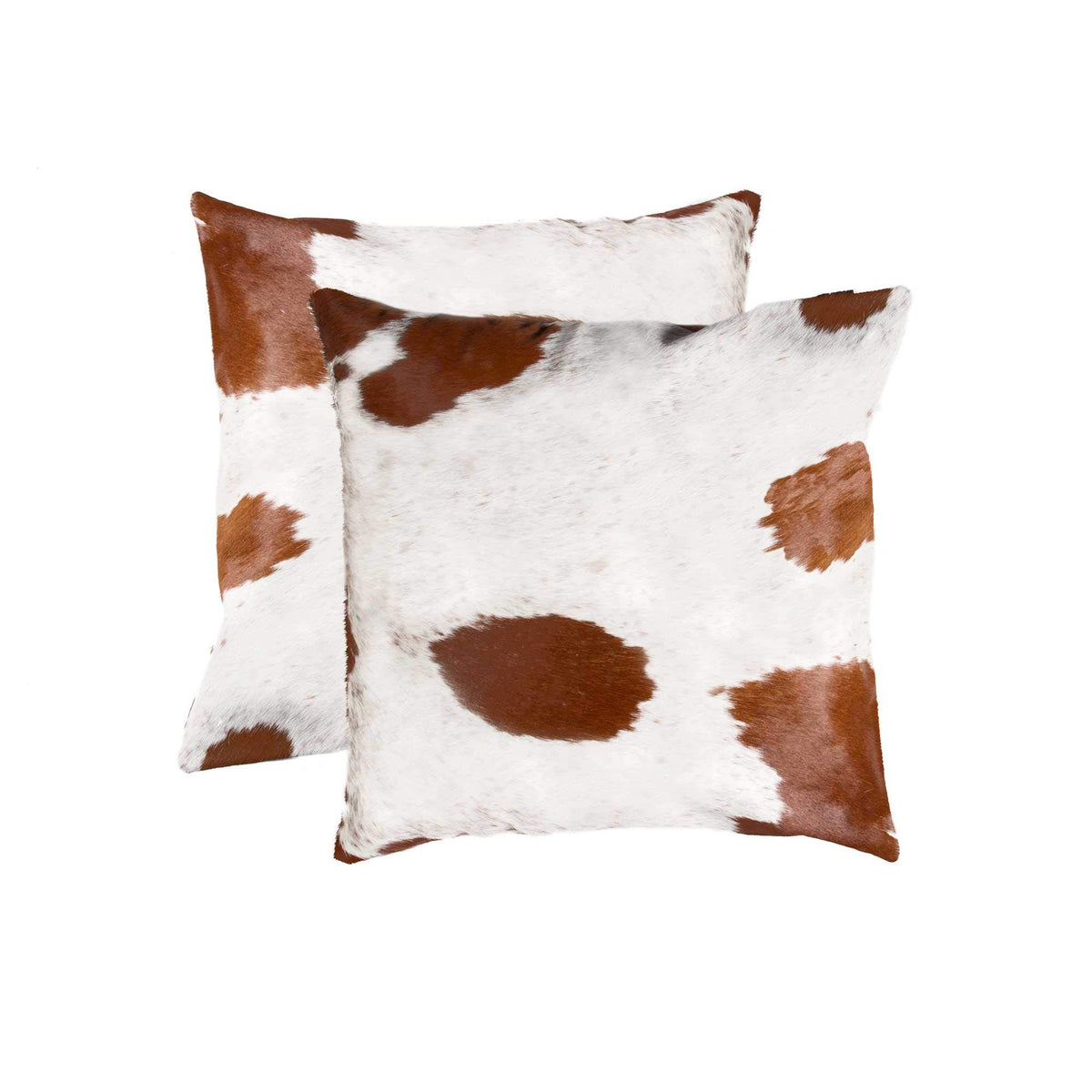 HomeRoots White & Brown Cowhide, Microsuede, Polyfill 18' X 18' X 5' White and Brown 2 Pack Cowhide Pillow