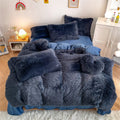 chovy Faux Fur Plush Navy Blue Comforter Sets Twin/Full Size - Ultra Soft Shaggy Flannel Velvet Fluffy Fuzzy 3PC Bedding Set (Co