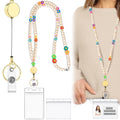 Wooden Beaded Lanyard with Id Holder Retractable Breakaway Lanyard for Id Badges, Cruise Ship Cards, Keychain - Personalized Wom