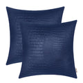 BRAWARM Faux Leather Pillow Covers 16 X 16 Inches, Navy Blue Leather Pillow Covers Pack of 2, Crocodile Leather Decorative Throw
